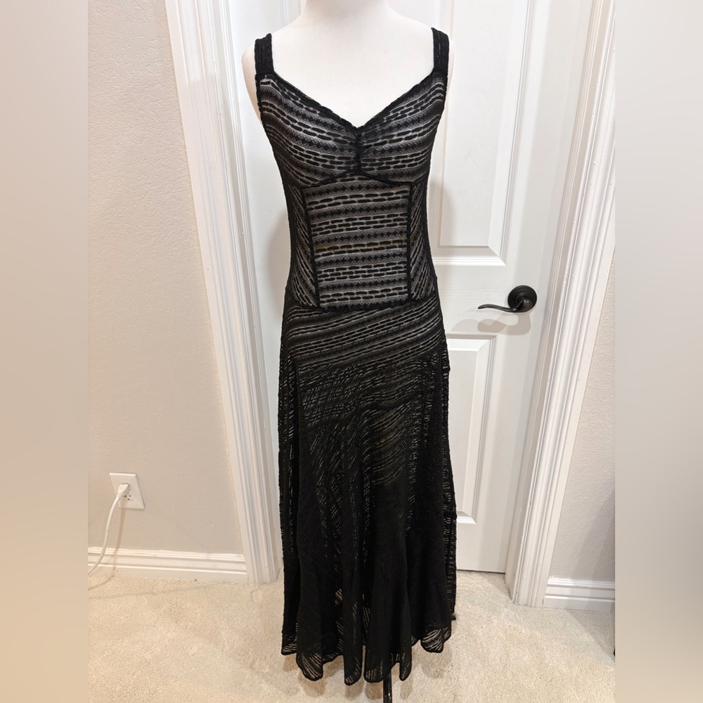 Free People Black Love Story Lace Maxi Slip Dress with Texture Small - Picture 2 of 8